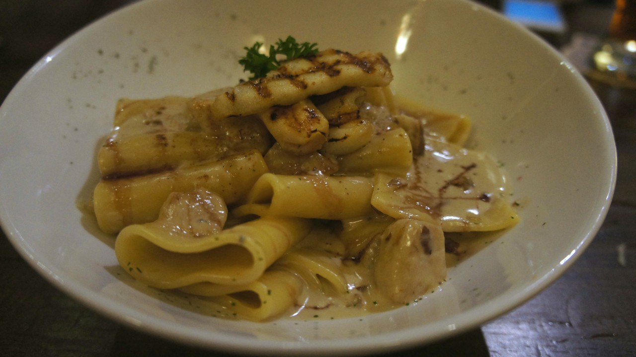 Paccheri con queso azul