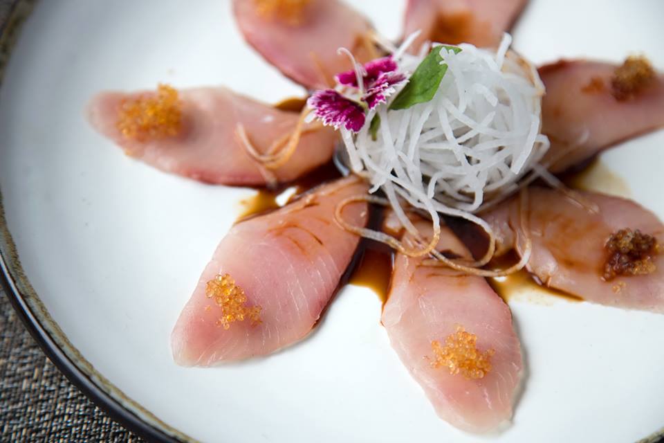 tiradito japonés- pescado blanco y salsa ponzu. – Mesa 24/7